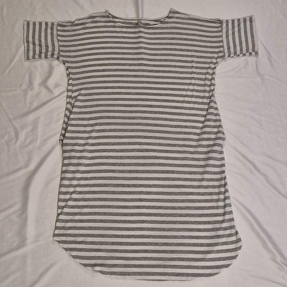 Red Lolly Striped Gray T-Shirt Dress With Pockets Size Medium